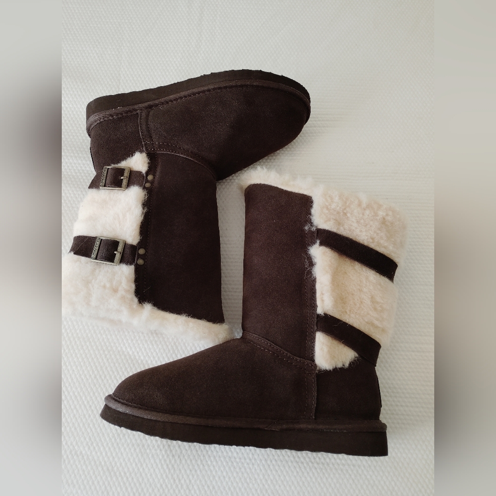 BEARPAW Winter Women's Fur Boots Brown Size 7.